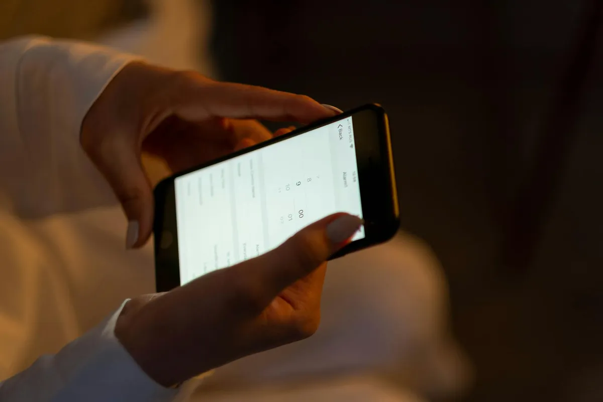 A mobile phone screen at night